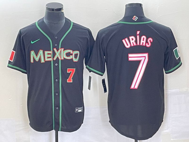 Men 2023 World Cub Mexico #7 Urias Black white Nike MLB Jersey40->more jerseys->MLB Jersey